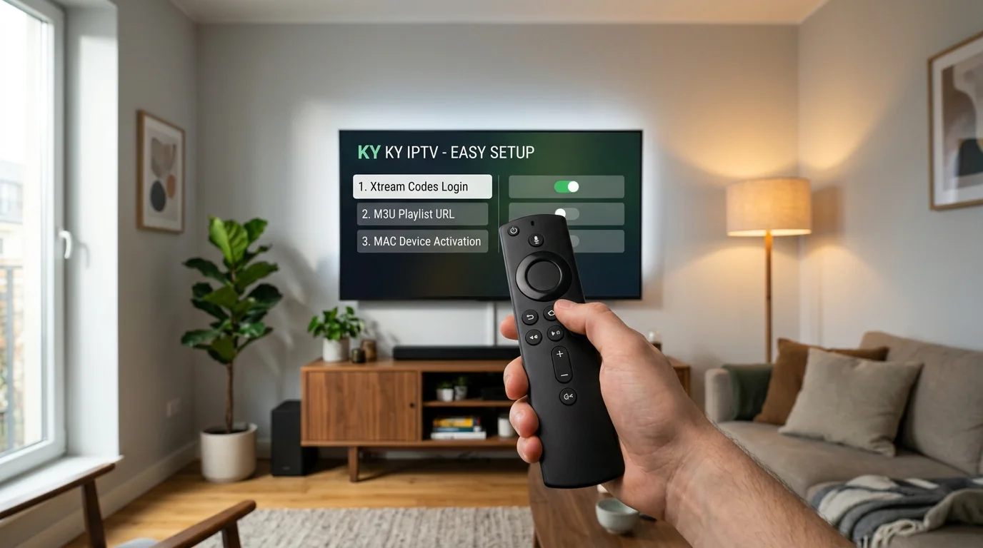 Step-by-step setup screen showing IPTV application configuration
