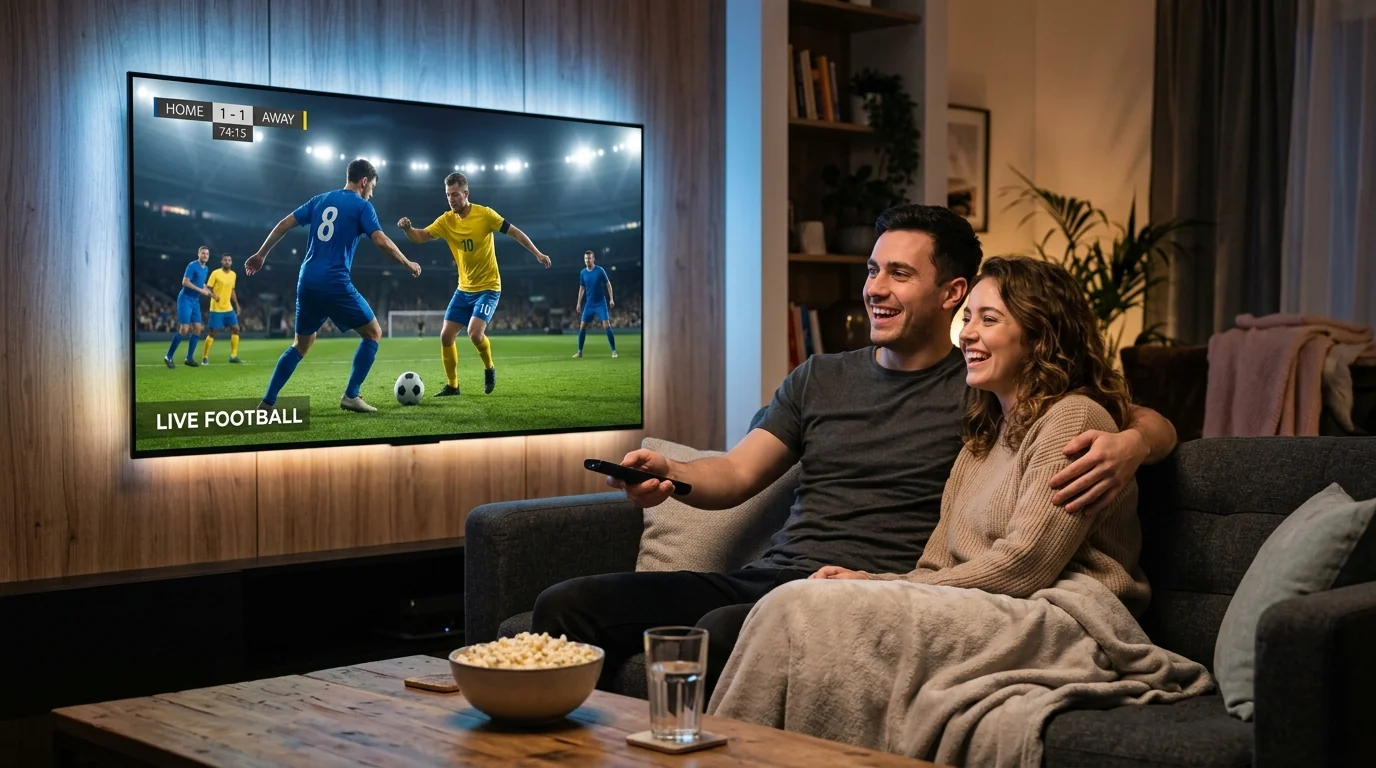 Living room television playing high definition live broadcast via native smart TV application